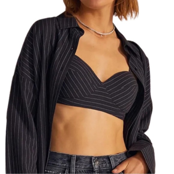 Favorite Daughter | The Ex-Boyfriend Bra Black Pinstripe | Size XS - Picture 2 of 8